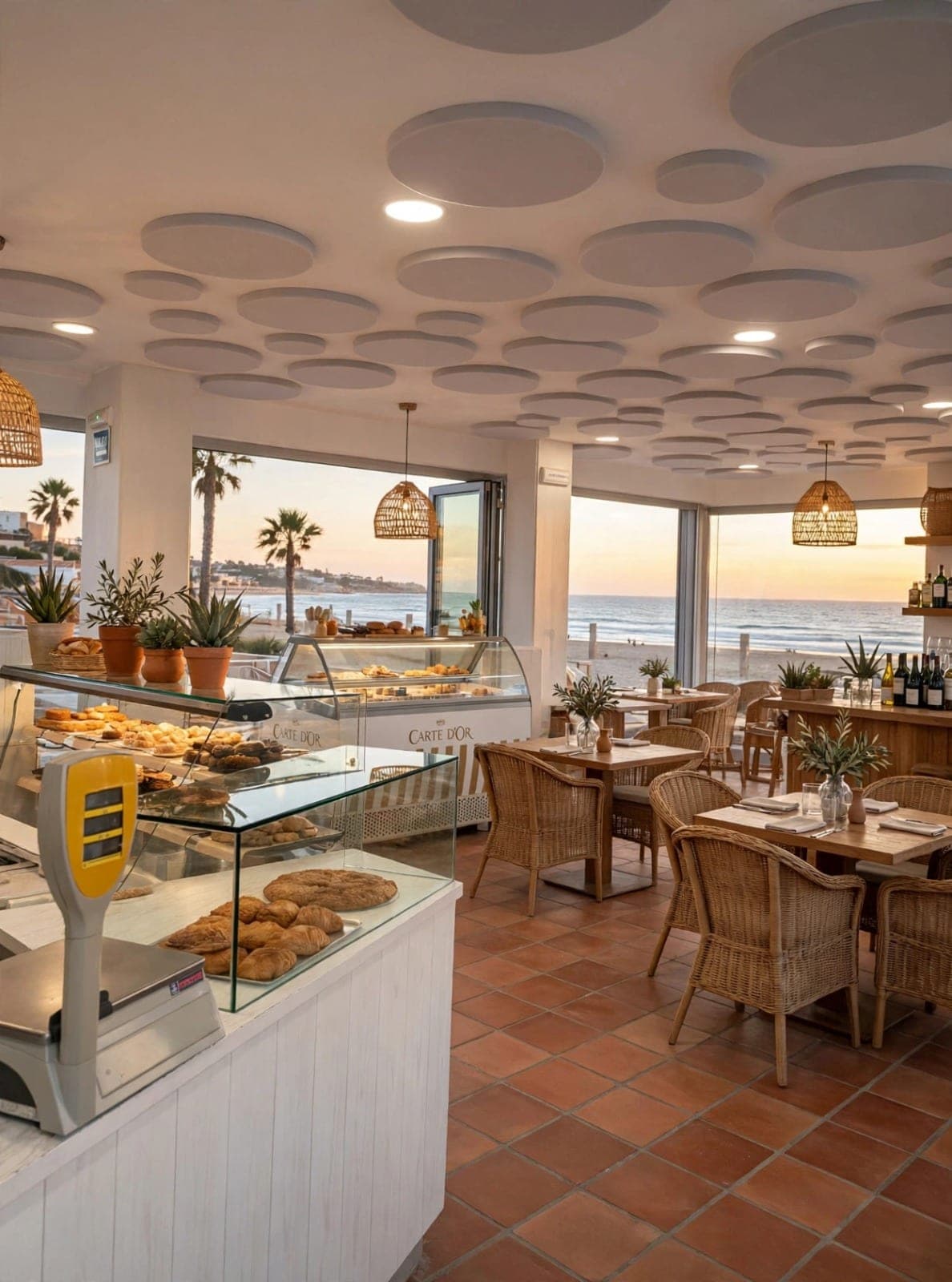 Cafetería junto al mar